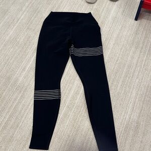 ALO Yoga Black Leggings with White Stripes